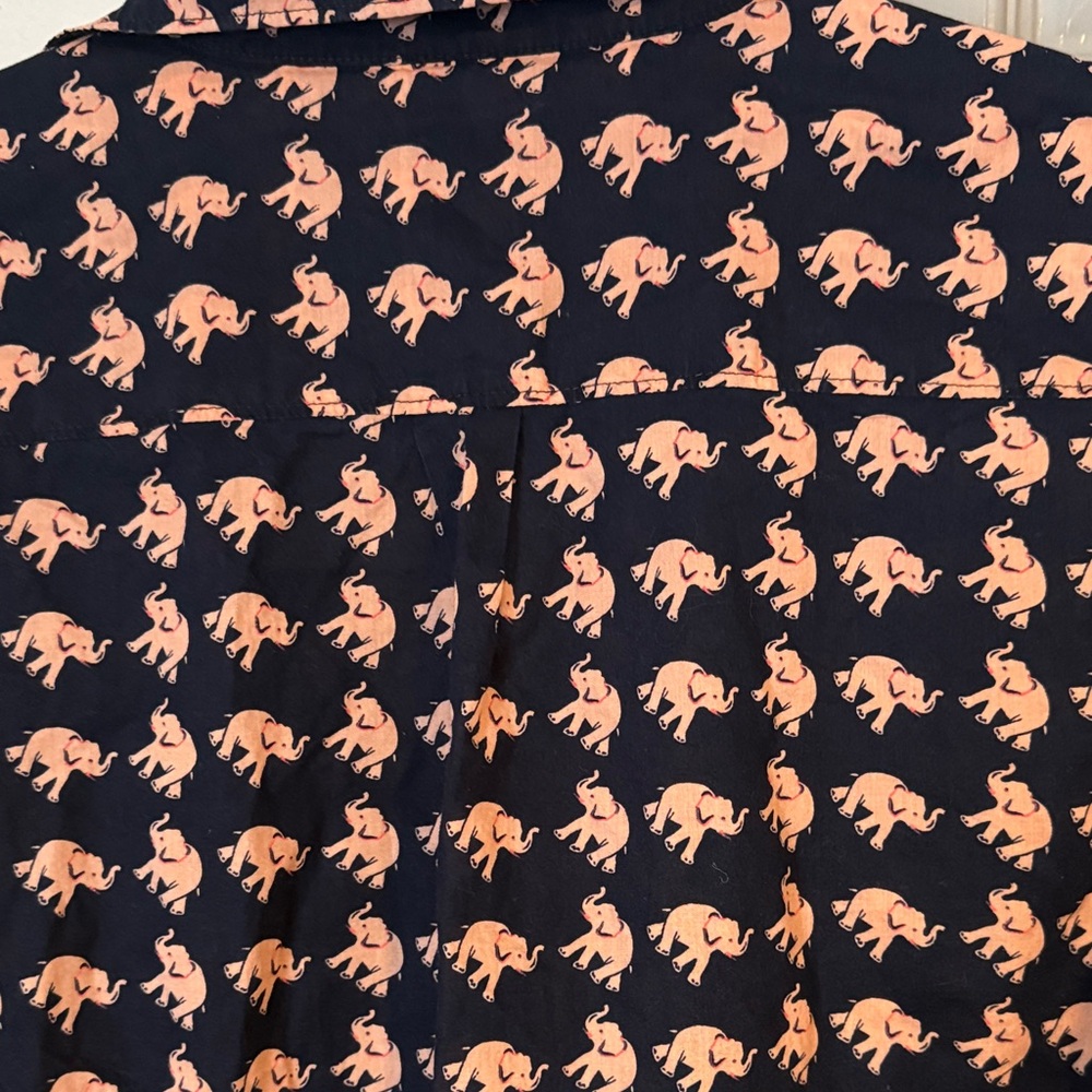 GAP Dark Blue Cotton Long Sleeve Pullover Shirt with Pink Elephant Print - Picture 9 of 13